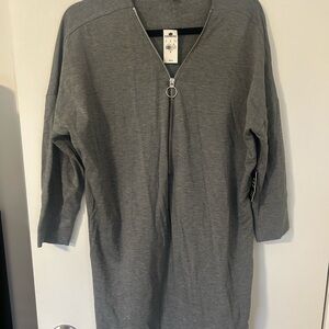 Gray Zip-Up Dress